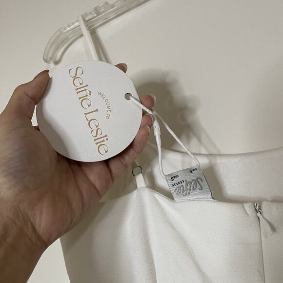 NEW! Selfie Leslie Emoji Asymmetrical Hemline Dress White bridal Wedding Small - Picture 9 of 12